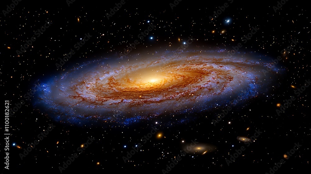 Fototapeta premium A hyper-realistic depiction of a spiraling galaxy in deep space, captured in 4K resolution.