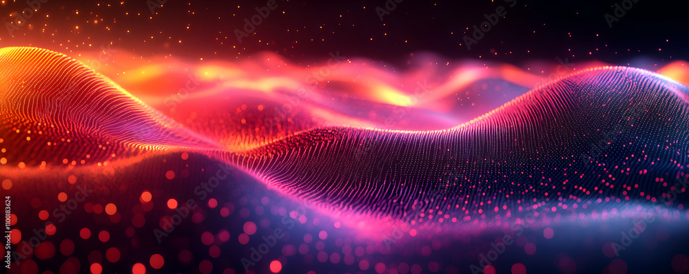 Abstract Red and Pink Particle Wave Energy Abstract Red and Pink Particle Wave Energy