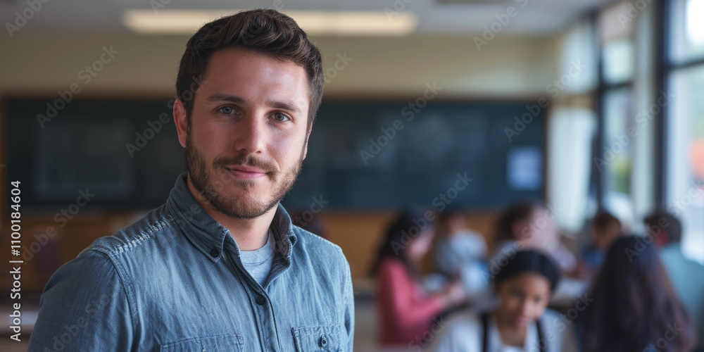 Fototapeta premium teacher man in class portrait Generative AI