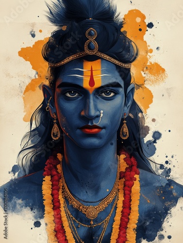 Shiva portrait with vivid colors photo