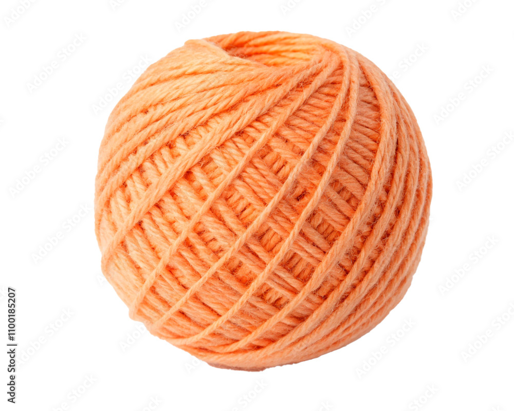 Fototapeta premium Sphere with orange cotton thread isolated on transparent background