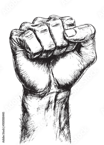 Artistic representation of a clenched fist, with well-defined lines.