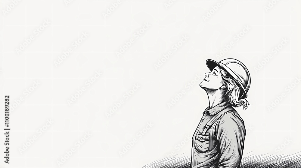 Fototapeta premium Professional construction worker wearing a safety helmet on site background