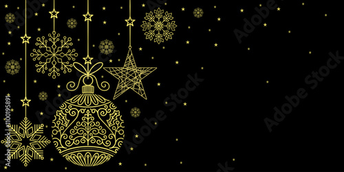 christmas dark background with golden snowflakes, christmas background with snowflakes. Vector eps