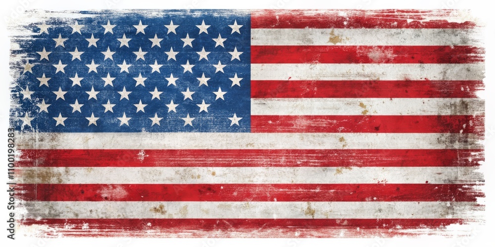 Fototapeta premium Vintage American Flag with Worn Texture, grunge , distressed , patriotic , usa