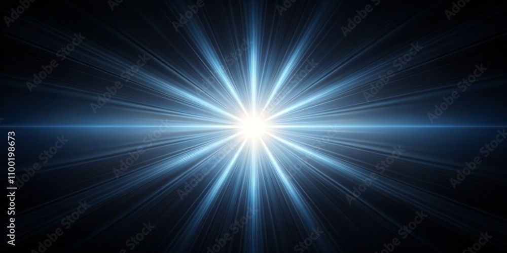 Obraz premium Radiance of Light, Digital Art, Blue Rays, Starburst, Abstract, Light Effect, Background