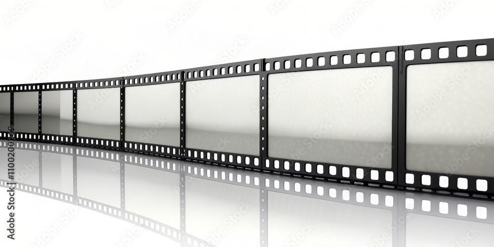Obraz premium Curved Film Strip with Empty Frames, 3D Render, Blank Frames, Movie Film, Cinema , filmstrip , frame