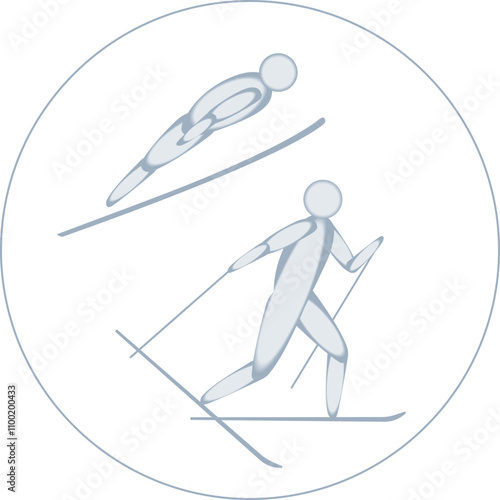 Bilde på lerret Nordic Combined competition icon. Outline stroke.