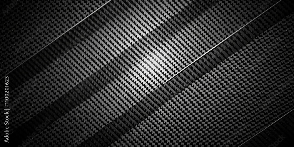 Obraz premium Abstract Carbon Fiber Pattern, Black and White, Geometric Design, Textured Background, Carbon Fiber, Geometric, Texture