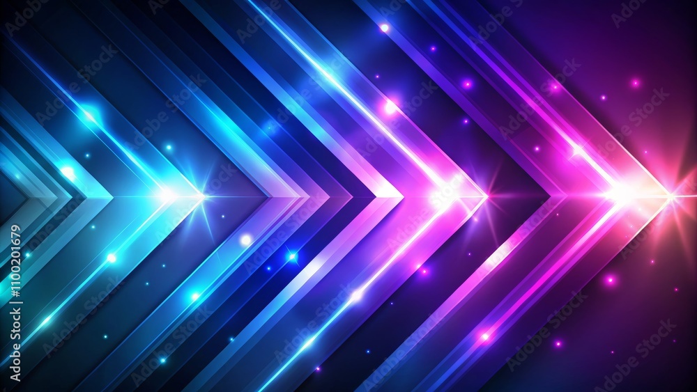 Obraz premium Abstract Blue and Purple Neon Arrow Lights, Abstract, Neon, Arrow, Lights