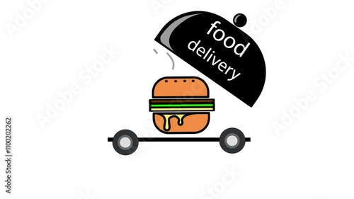 fast food delivery. hot food delivery. 4k video illustration.