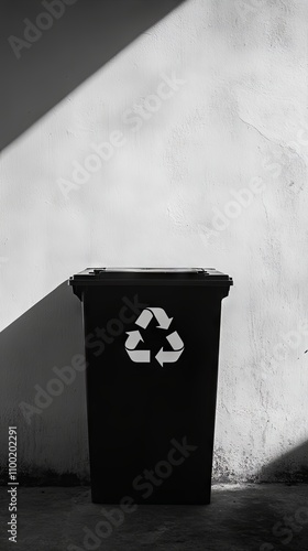 Recyclable Bin Against a Grungy Wall photo