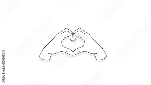 hands folded into a heart. manifestation of love and emotions. 4K video illustration.