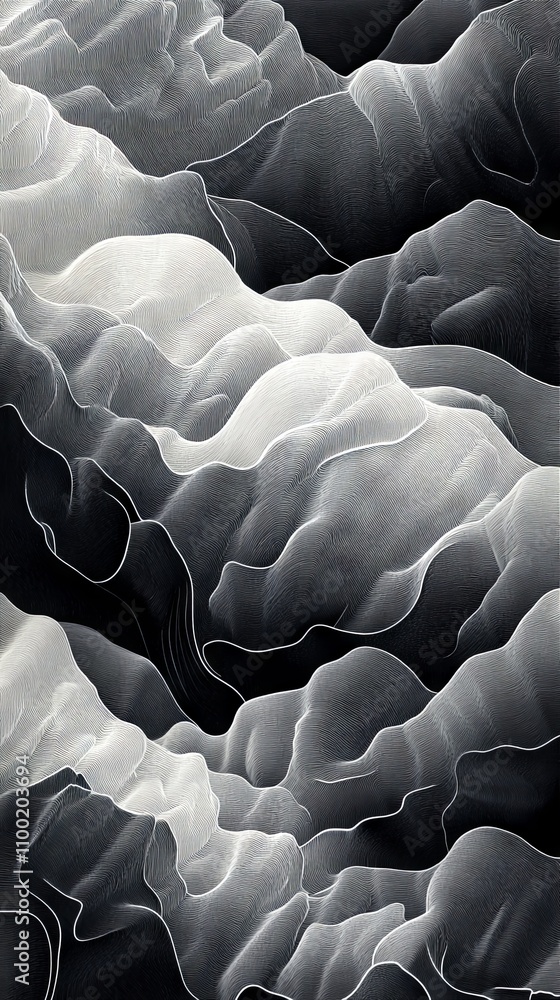 Obraz premium Abstract Gray Scale Mountain Range Art