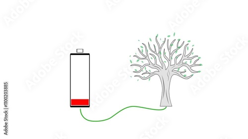 battery charging. Charging from natural energy. Clean energy. 4K video illustration.