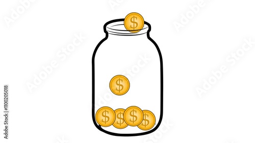 piggy bank. put money aside. accumulate money for needs. 4K video illustration.