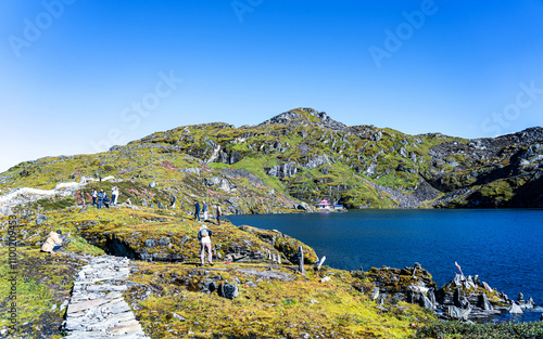 Landscape view of Timbung Lake in Taplejung, Nepal. photo