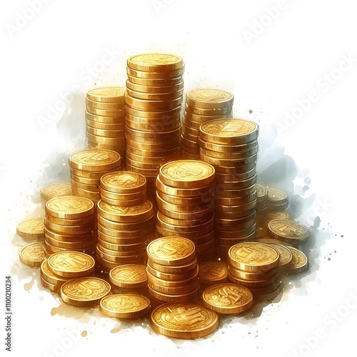 금화더미, 수채화  (a pile of gold coins, water colour)