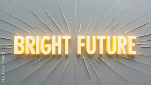 Bright Future Concept with Neon Letters and Radiant Background