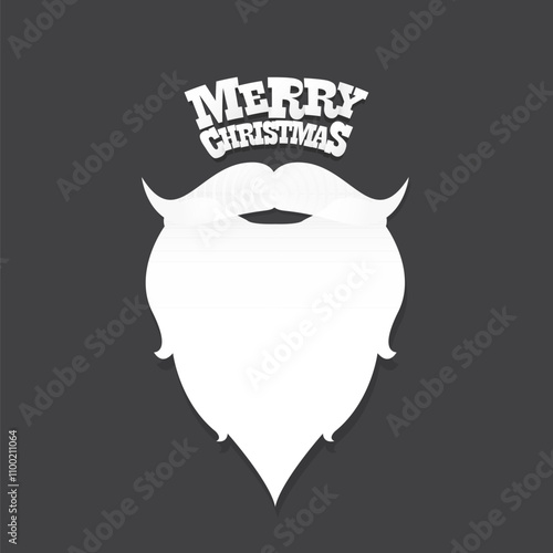 Santa Claus with beard vector illustration isolated on grey background. Christmas hipster poster for party or greeting card. Santa Hipster Claus. Vector merry christmas art design background.