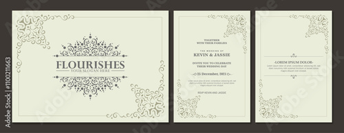 Photography Set of classic wedding invitation card