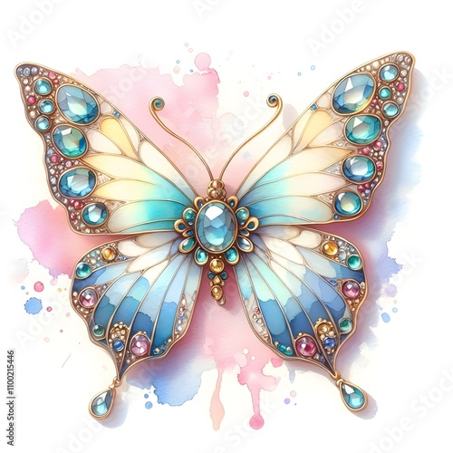 액세서리, 나비 브로치, 수채화 (Accessory, butterfly Brooch, water colour)