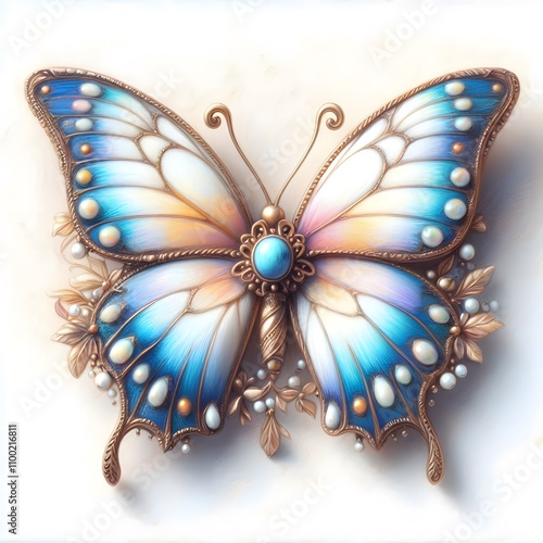 액세서리, 나비 브로치, 파스텔화 (Accessory, butterfly Brooch, pastel painting)