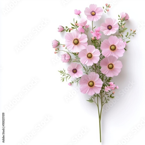 Wallpaper Mural Delicate Pink Flowers with Green Leaves and Gentle Petals Arrangement Torontodigital.ca