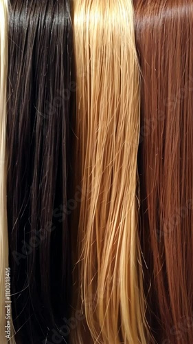 Wallpaper Mural Different shades of hair strands displayed in a row showcasing natural variations in color and texture Torontodigital.ca