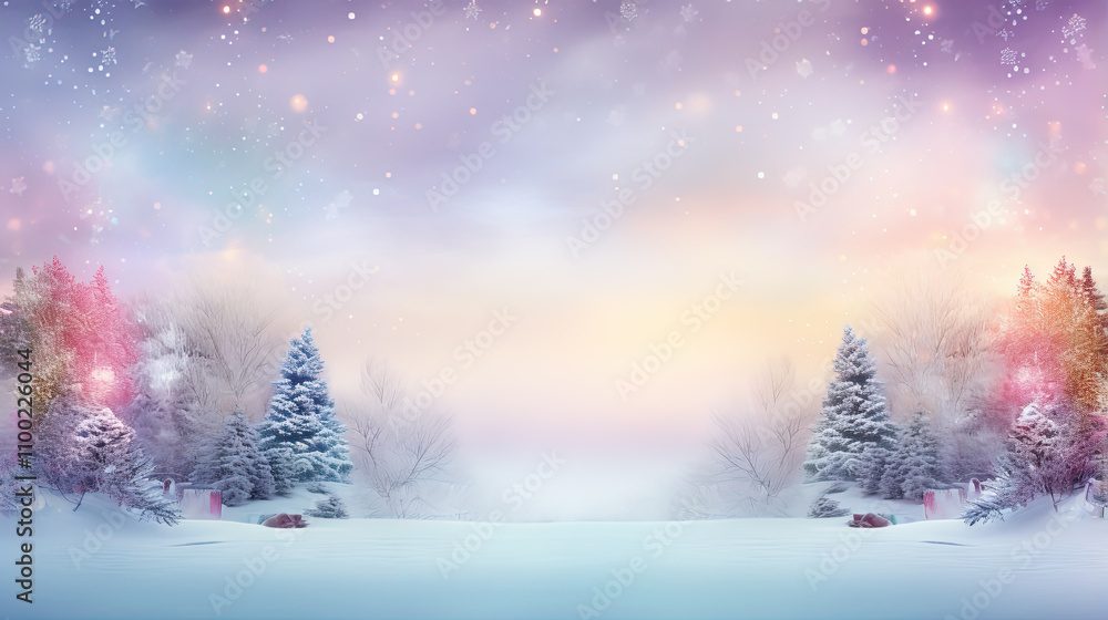 Winter landscape with trees in frost. Violet winter holidays background with frozen trees Winter landscape with trees in frost. Violet winter holidays background with frozen trees