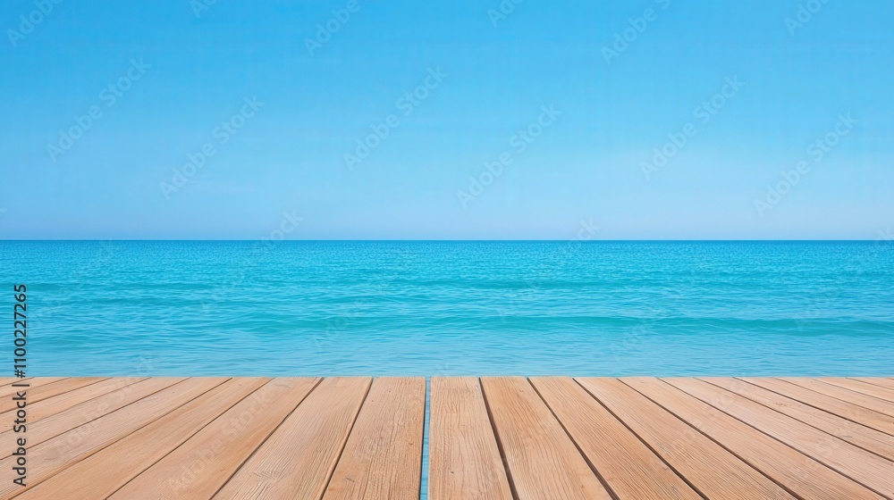 Fototapeta premium A boardwalk stretching out into the ocean, gentle waves below, peaceful and quiet