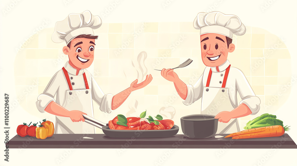 Create a dialogue between two chefs competing on a cooking show, discussing their strategies for preparing the perfect dinner dish Create a dialogue between two chefs competing on a cooking show, discussing their strategies for preparing the perfect dinner dish
