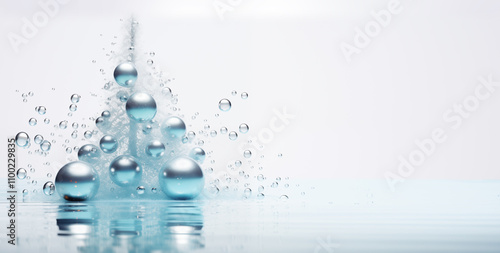 water splashing, in shape of christmas tree, christmas card