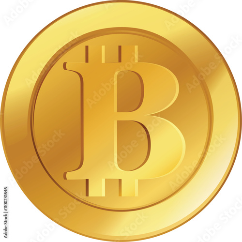 Golden Bitcoin Coin Vector, BTC , cryptocurrency