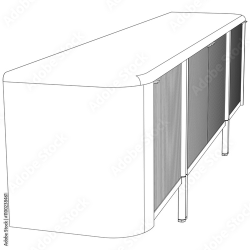 Modern Buffet Cabinet Vector Illustration in Line Art. Ideal for Home Decor, Coloring Books, and Interior Design Concepts