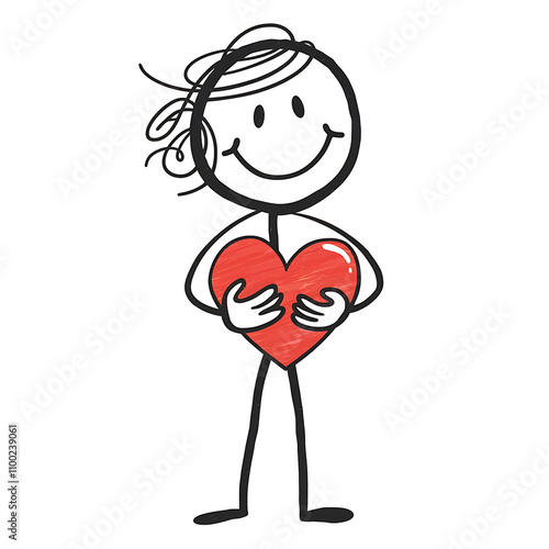 child with heart isolated on White Background..