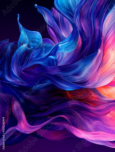 Colorful abstract waves, flowing and vibrant, on a dark background. photo