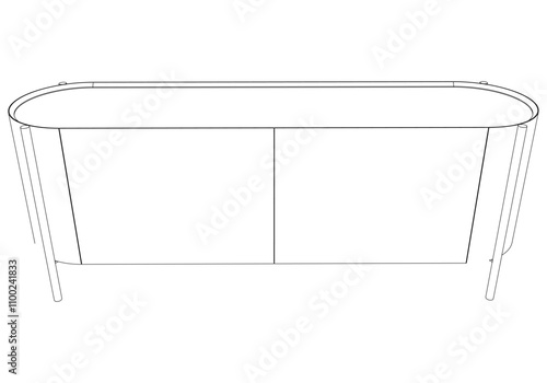 Modern Buffet Cabinet Vector Illustration in Line Art. Ideal for Home Decor, Coloring Books, and Interior Design Concepts