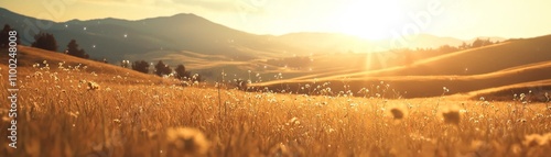 Wallpaper Mural Sunset over golden fields nature landscape warm glow serene environment wide viewpoint tranquility and beauty Torontodigital.ca