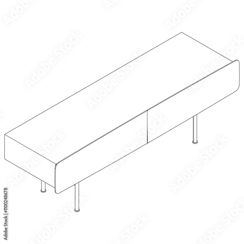 Sideboard Outline Illustration Featuring Buffet Cabinet Design. Perfect for Home Decor, Coloring, and Creative Design Work