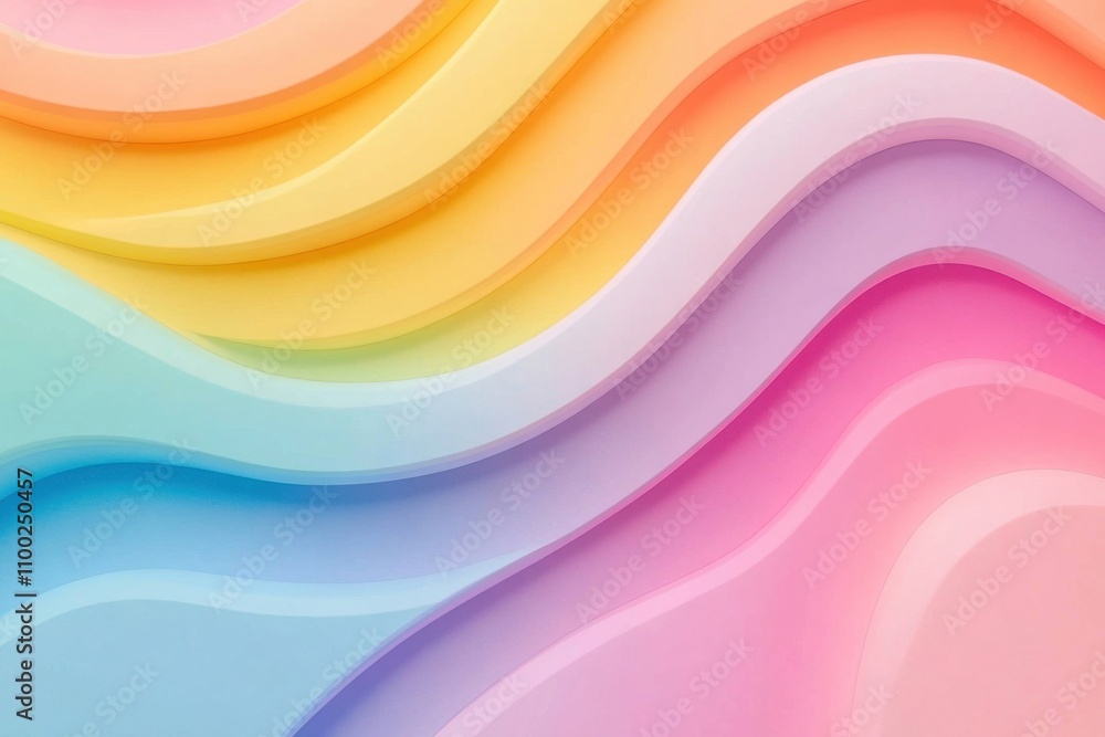 Fototapeta premium Vivid pastel abstract background for computer display: lively rainbow design for pride celebration with fun shapes