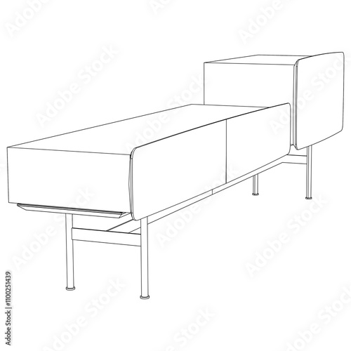 Sideboard Outline Illustration Featuring Buffet Cabinet Design. Perfect for Home Decor, Coloring, and Creative Design Work