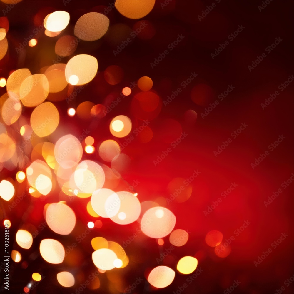 Fototapeta premium red and gold holiday lights creating festive warmth