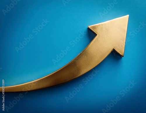 gold arrow symbolizing growth on blue background