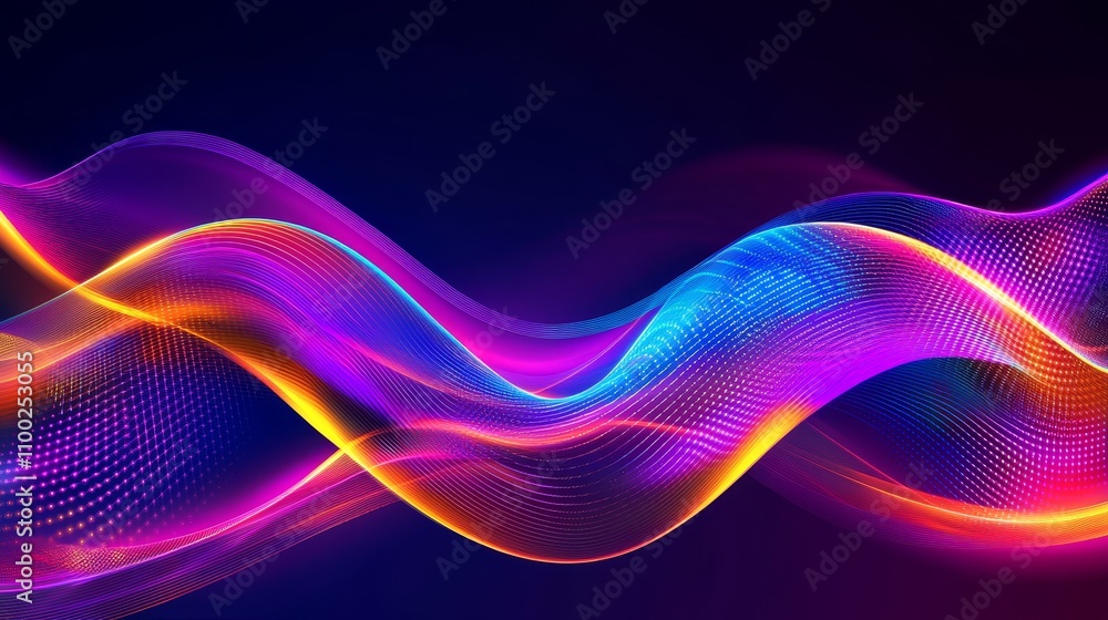 Fototapeta premium Dynamic color waves abstract visualization digital art vibrant environment high-angle viewpoint energy concept