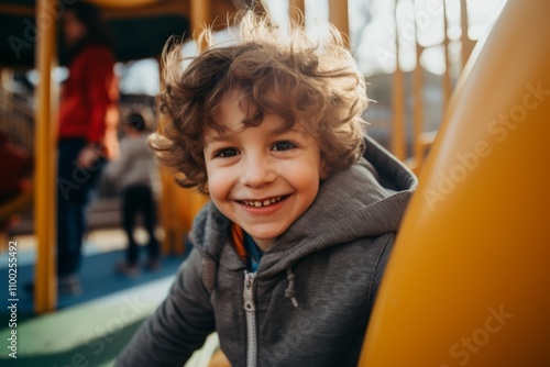 Smiling portrait of a boy in playground