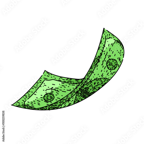 greenback dollar bill hand drawn. banknote finance, trade exchange, wealth value greenback dollar bill vector sketch. isolated color illustration