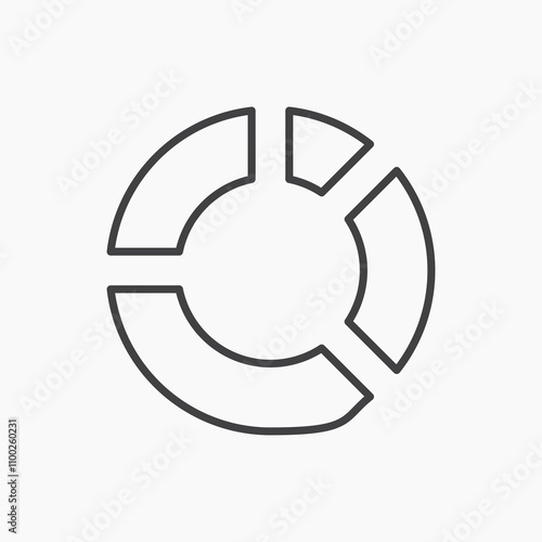Donut chart thin line vector icon.