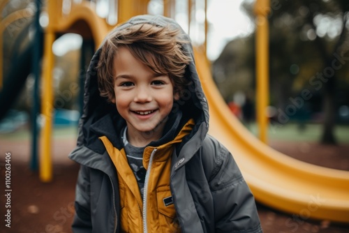 Smiling portrait of a boy in playground