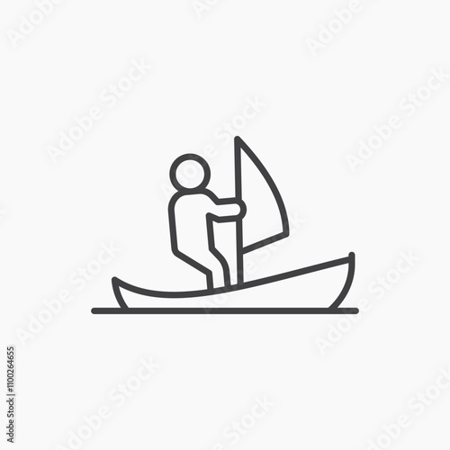 Windsurf thin line vector icon.